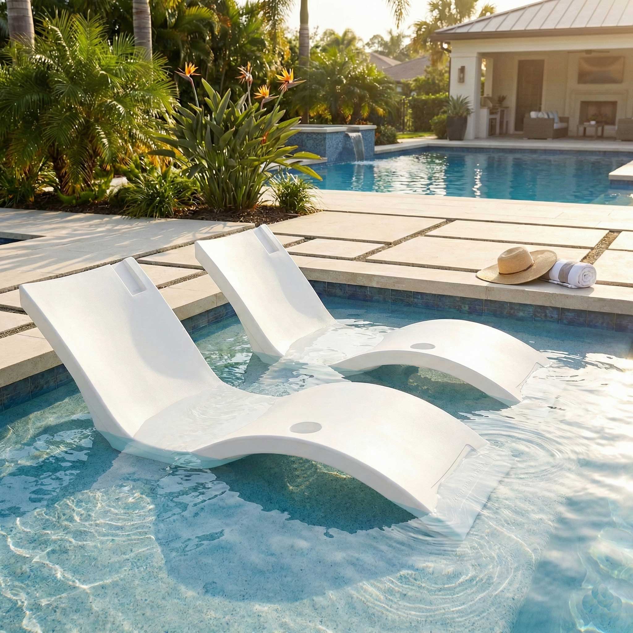 Floating Luxuries Kai Pool Shelf Chaise Lounge - Set of 2 | AuthenTEAK