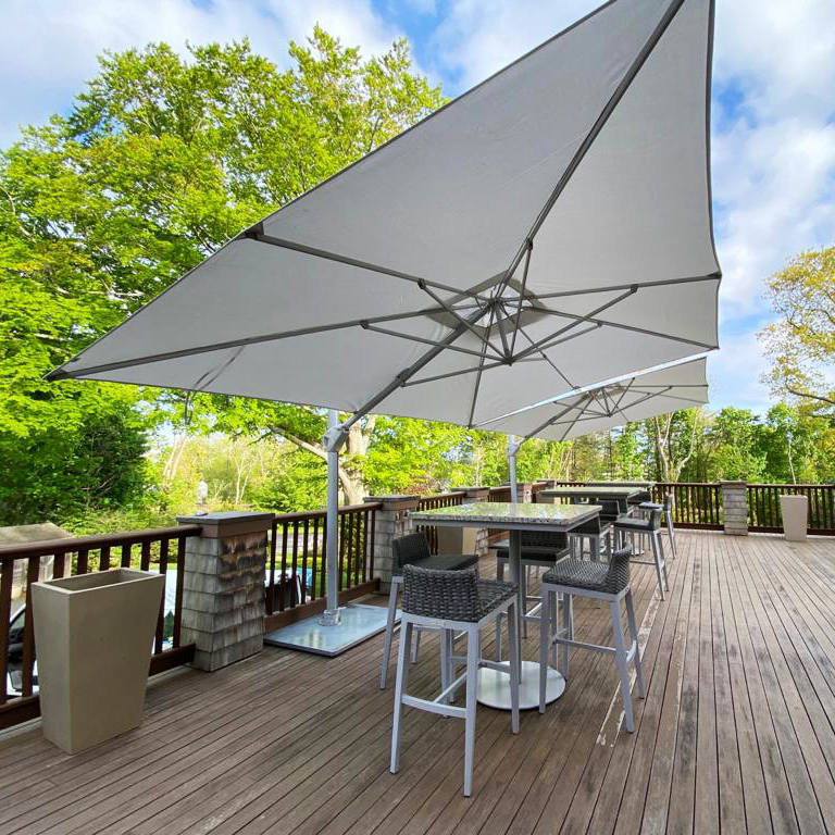 9ft patio umbrella with base Stella Solar Tilt Adjustment and LED Lights COVERT 2 SOLID - 0.7inch x0.47inch x0.017inch Canopy forest-green-canopy Size:7.5FT-6Ribs
