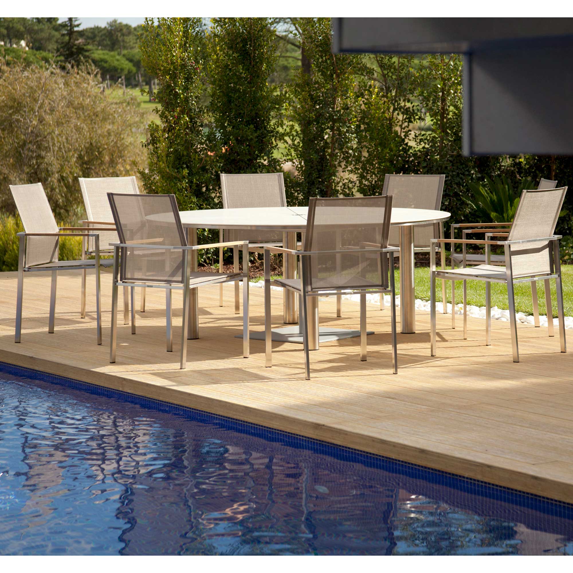 Barlow Tyrie Mercury Stacking Stainless Steel Dining Armchair