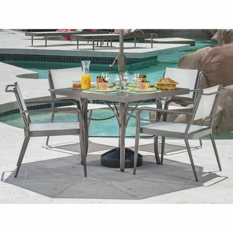 Woodard Daytona Sling Stacking Dining Armchair AuthenTEAK