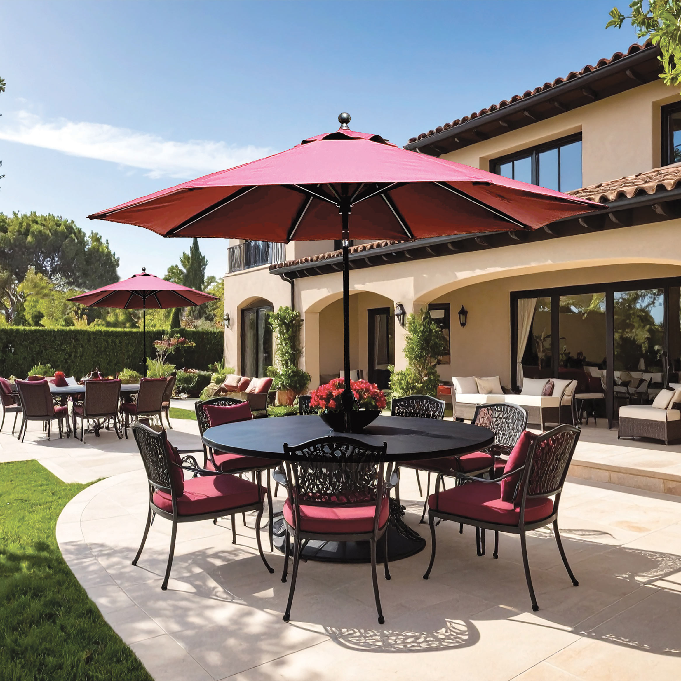 galtech 9 auto deluxe aluminum patio umbrella taupe 737 button mechanism Galtech Aluminum 9' Octagon Umbrella