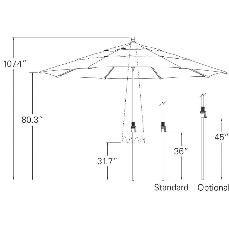 Treasure Garden Collar Tilt 11' Octagonal Aluminum Market Patio