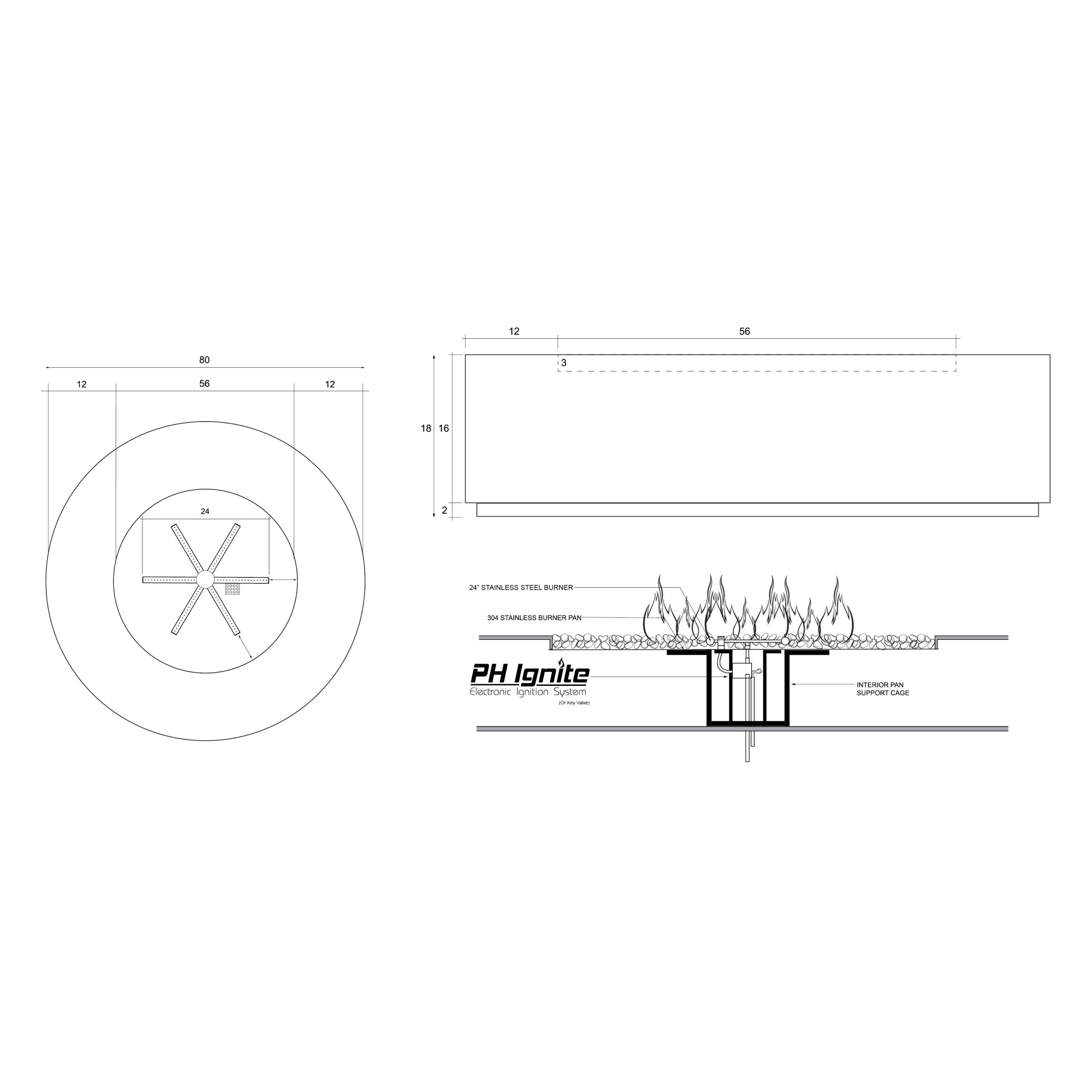 Prism Hardscapes Rotondo 80 Round 80" Concrete Gas Fire Table | AuthenTEAK